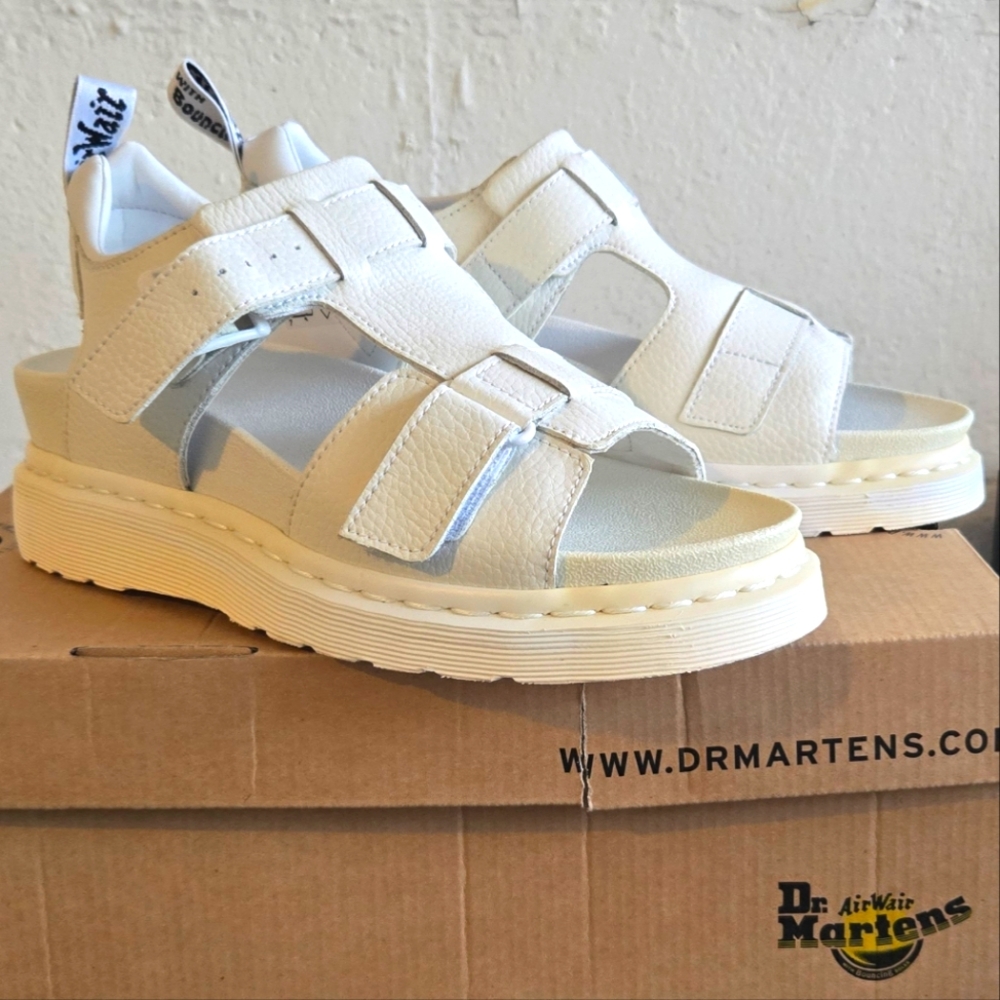 Dr. Martens Kamilah Sandals, women's 9 (UK 7), white/cream leather, new in box